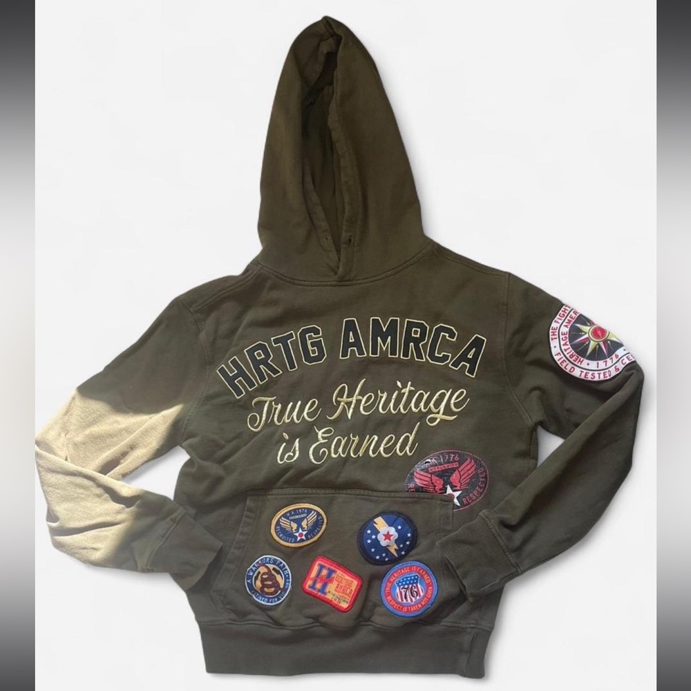 Olive Hoodie with Patches